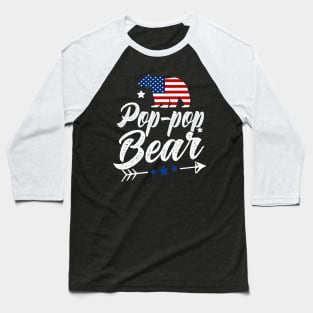 Pop-Pop Bear Patriotic Flag Matching 4th Of July Baseball T-Shirt